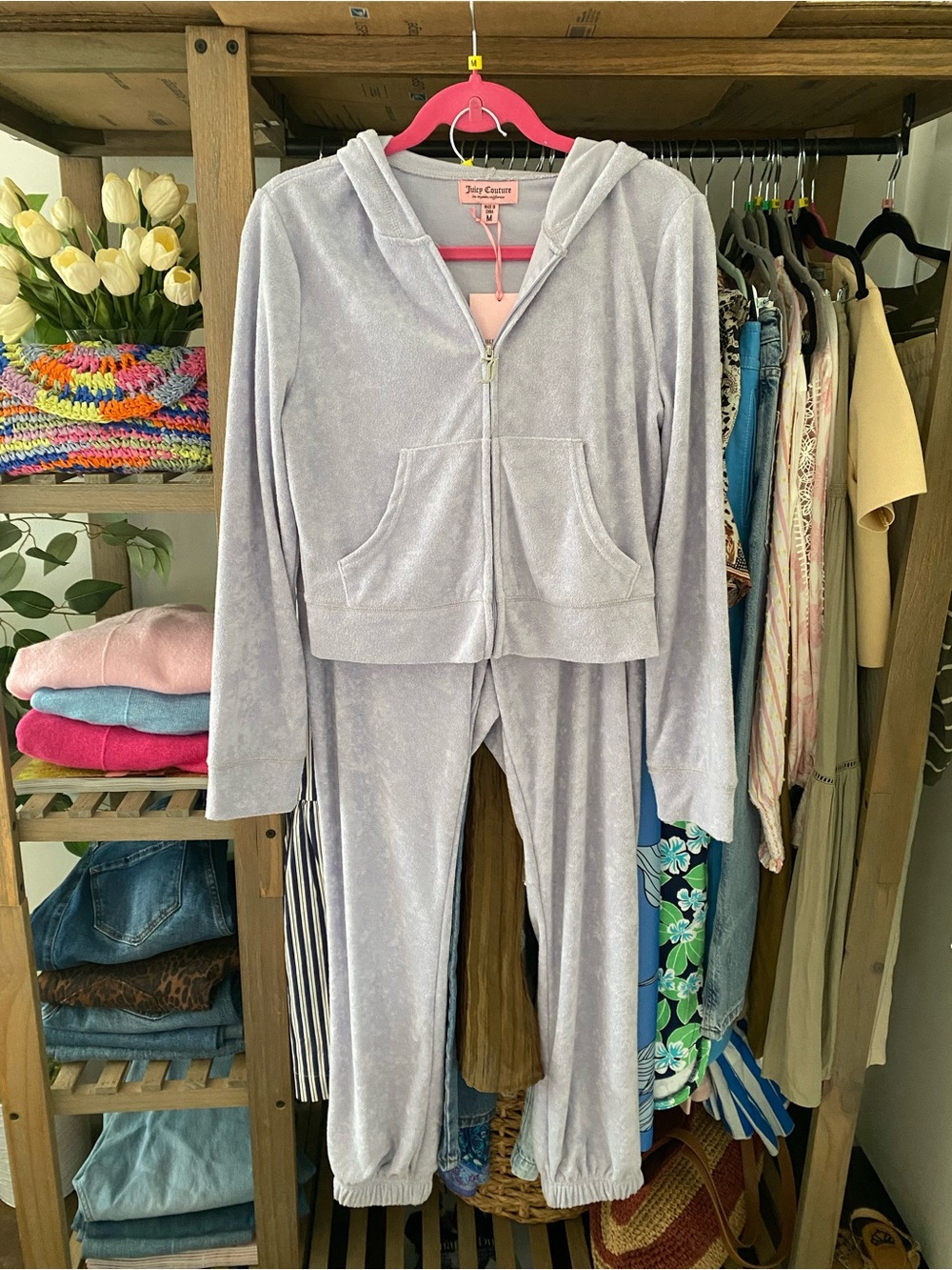 JUICY COUTURE Lilac Terrycloth Zip Hoodie & Jogger Sweat-pant Set! 💜 - Picture 4 of 16